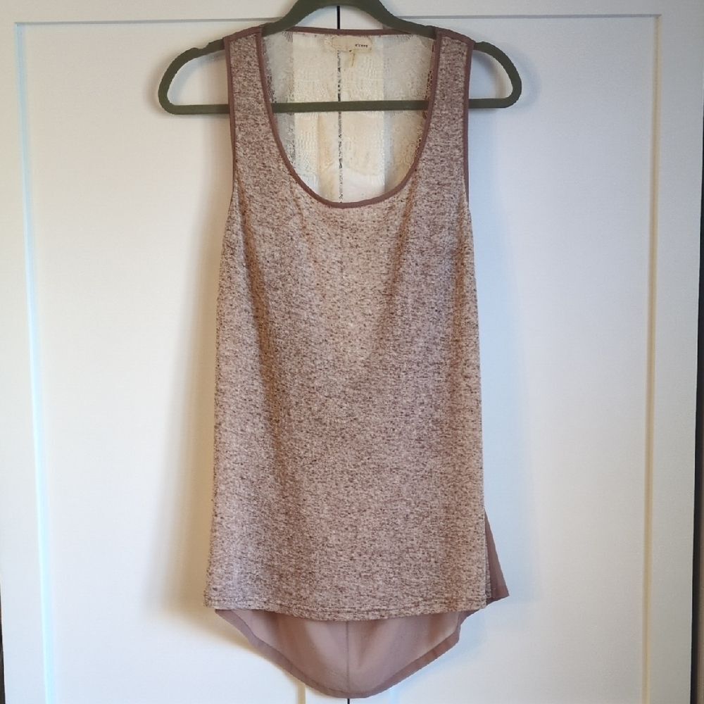 A'Reve Dusty Lavender Boho Festival Tank Top Lace Open Back Size S